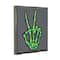 Stupell Industries Green Skeleton Peace Hand Framed Floater Canvas Wall Art
